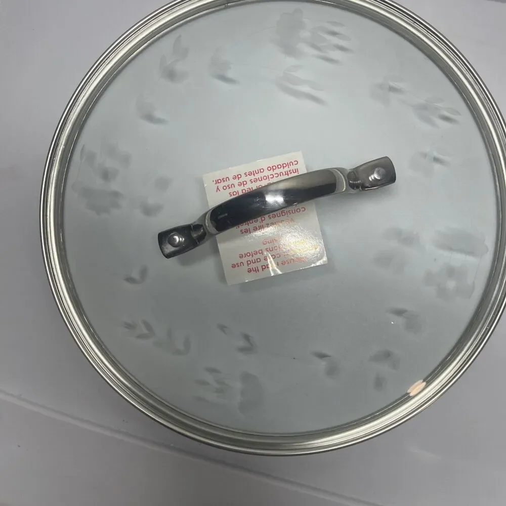 Princess House Heritage 4” Fry Pan / Stainless w/etched Glass Lid